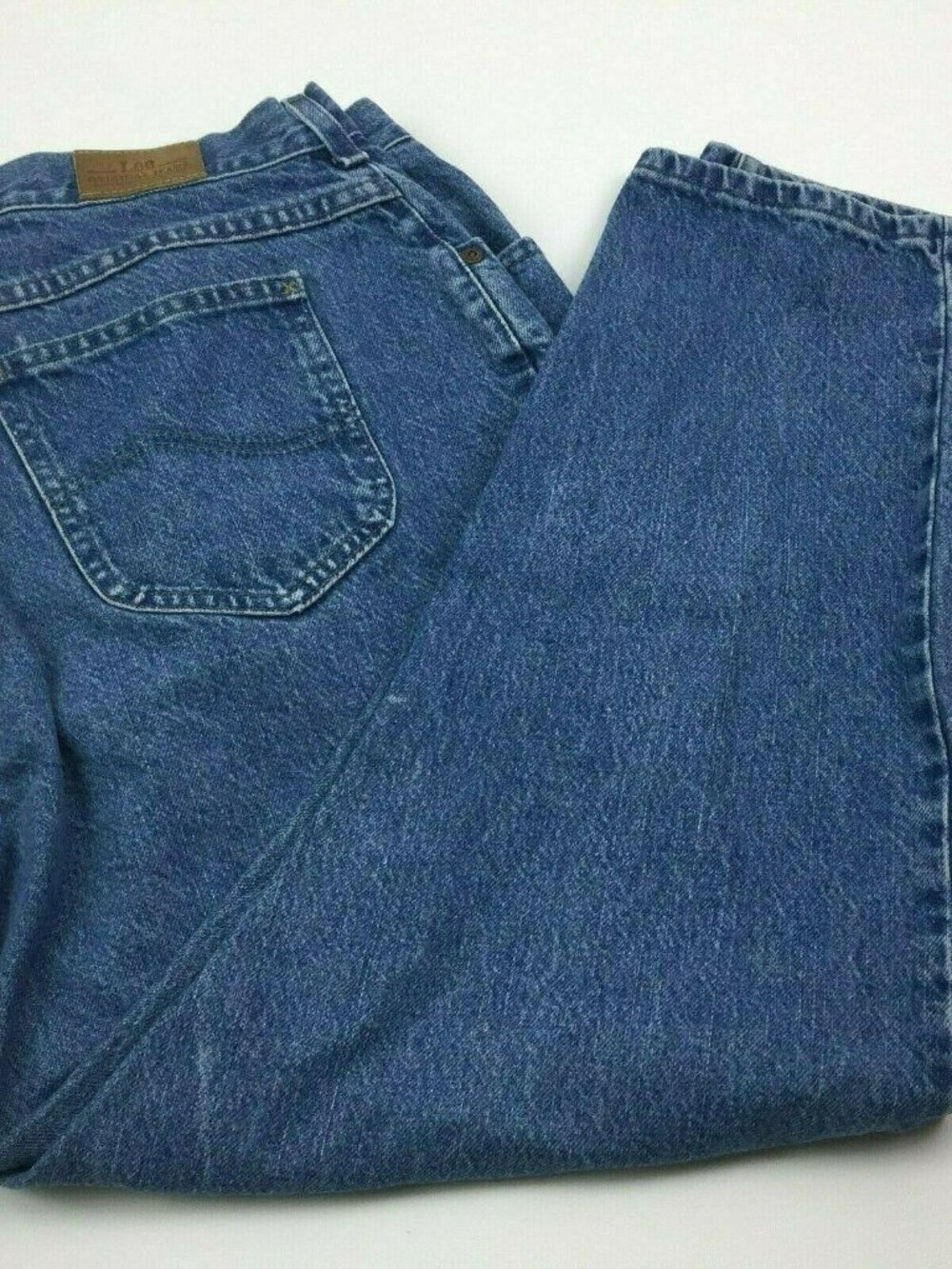 Lee Original Jeans Womens Petite Straight Leg Blue Jean Wash 18W
